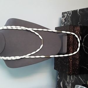 Vtg Monet Long Necklace, White/Gold Tone, 54" length